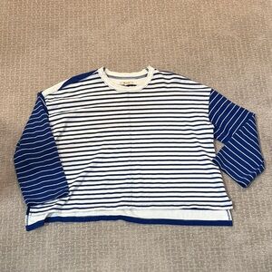 Madewell Blue and White Striped Long Sleeve Tee